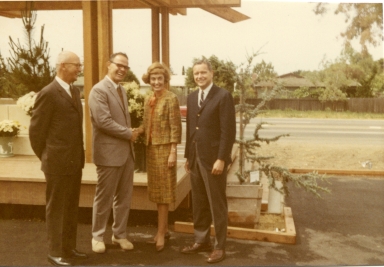 Ed Soule (General Contractor), Ray Amling, Mayor Doreen Marshall, Albert Auer (The Irvine Company).